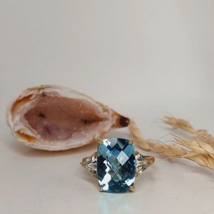 New Blue and White Topaz Ring